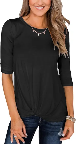 Minthunter Women's Half Sleeve T Shirts Casual Color Block Round Neck Spring Tops