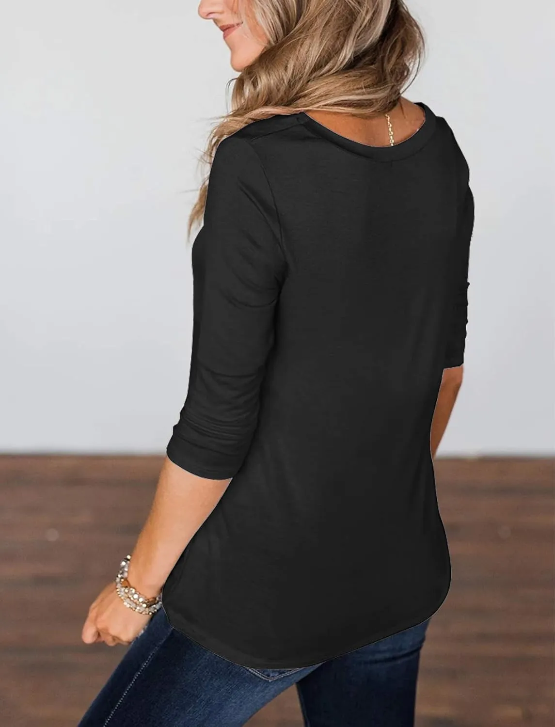 Minthunter Women's Half Sleeve T Shirts Casual Color Block Round Neck Spring Tops