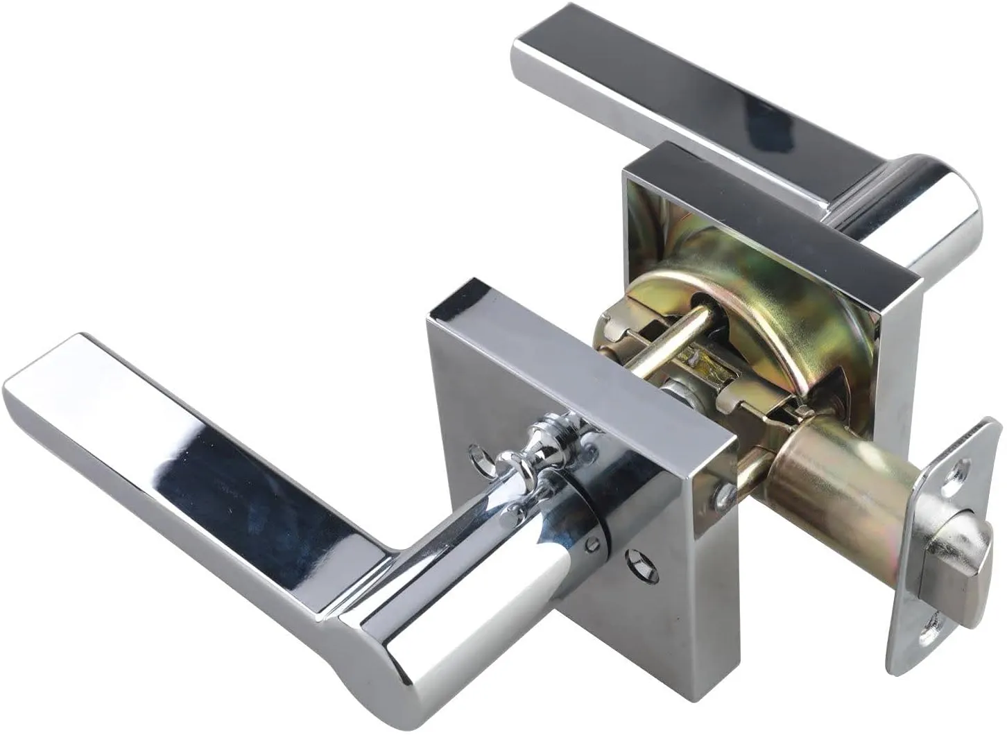 Miseno MLK3022 Lorton Flat Bar Privacy Door Lever Set - Polished Chrome