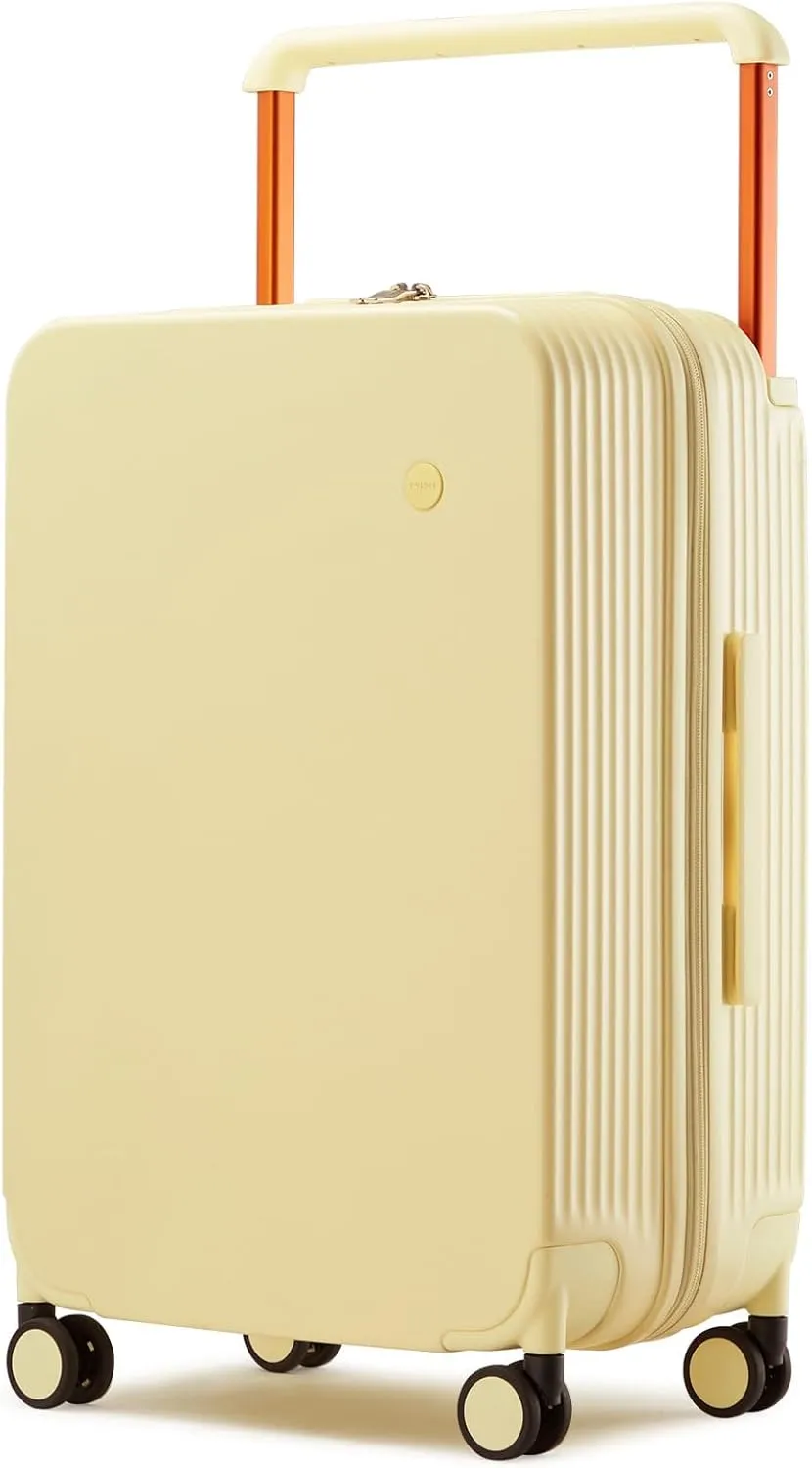 mixi Carry On Luggage Airline Approved Wide Handle Lightweight Luggage PC Hard Shell Suitcases Rolling Suitcases with Spinner Wheels & TSA Lock, 20 Inch Lark Yellow