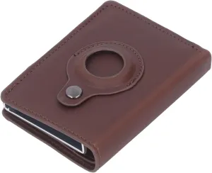 Multifunctional Card Bag, Radio Frequency Identification Devices Anti Loss Scratch Resistant Lightweight PU Leather Wallet Durable for Travel (Color : Brown)