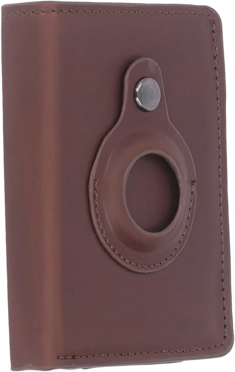 Multifunctional Card Bag, Radio Frequency Identification Devices Anti Loss Scratch Resistant Lightweight PU Leather Wallet Durable for Travel (Color : Brown)
