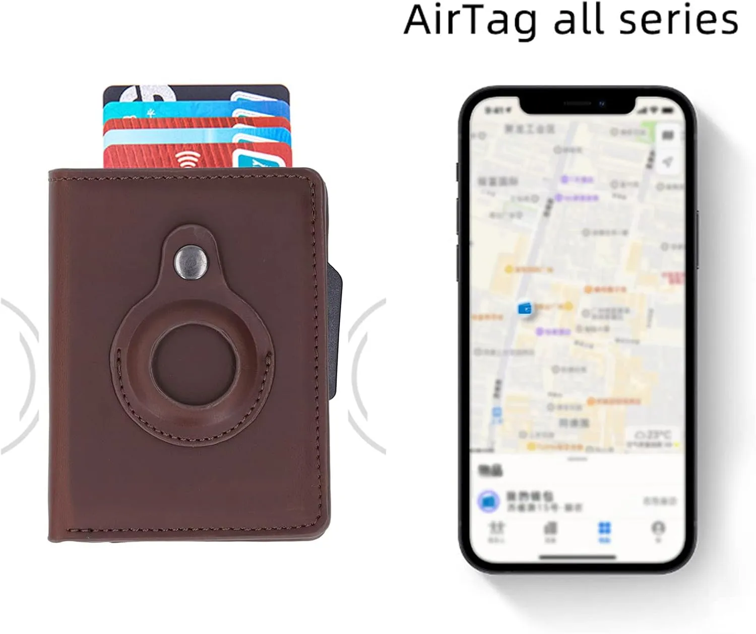 Multifunctional Card Bag, Radio Frequency Identification Devices Anti Loss Scratch Resistant Lightweight PU Leather Wallet Durable for Travel (Color : Brown)