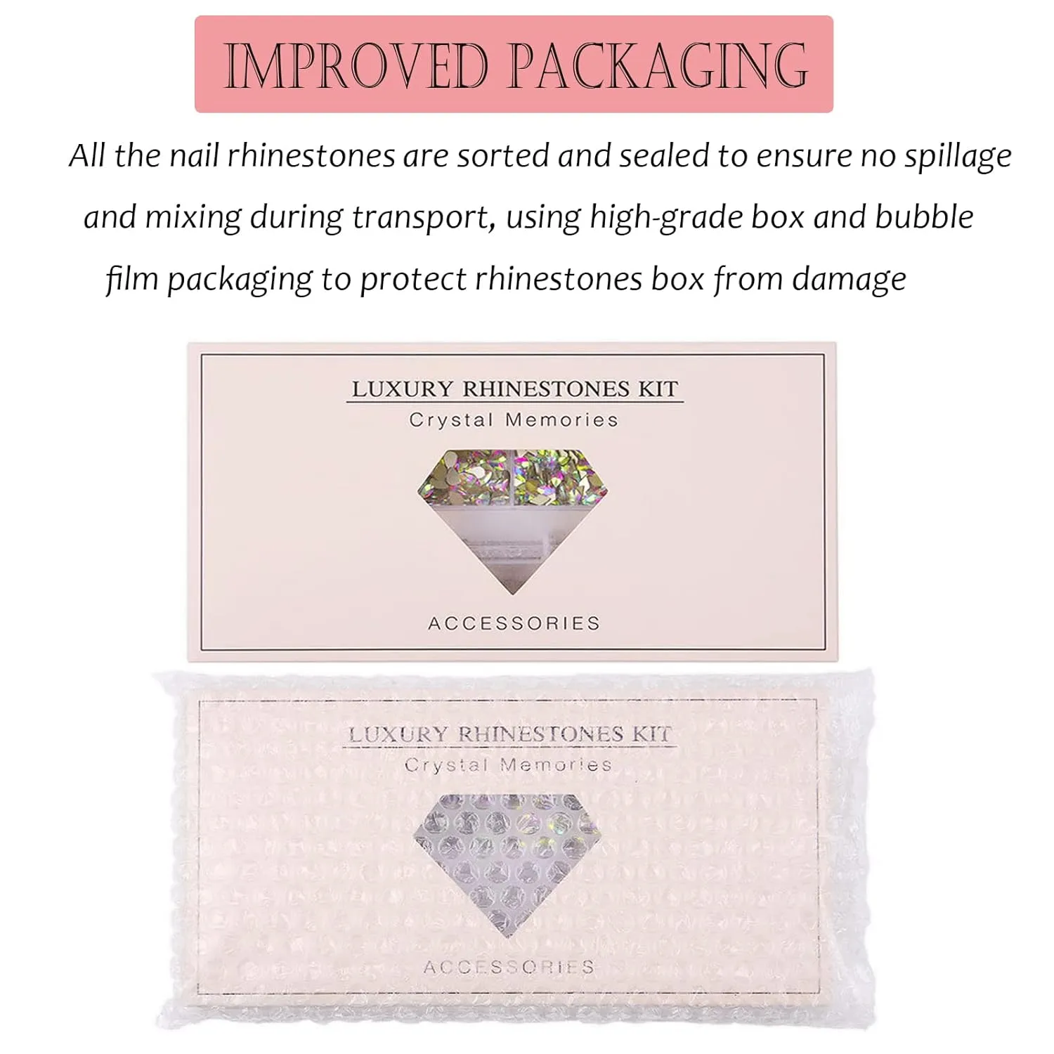 Nail Rhinestones Kit, Nail Art Decorations Flat AB Rhinestones Kit DIY Crafts Gemstones for Nail, Shoes, Clothes, Jewels (600 Clear diamonds   2500 flat rhinestone)