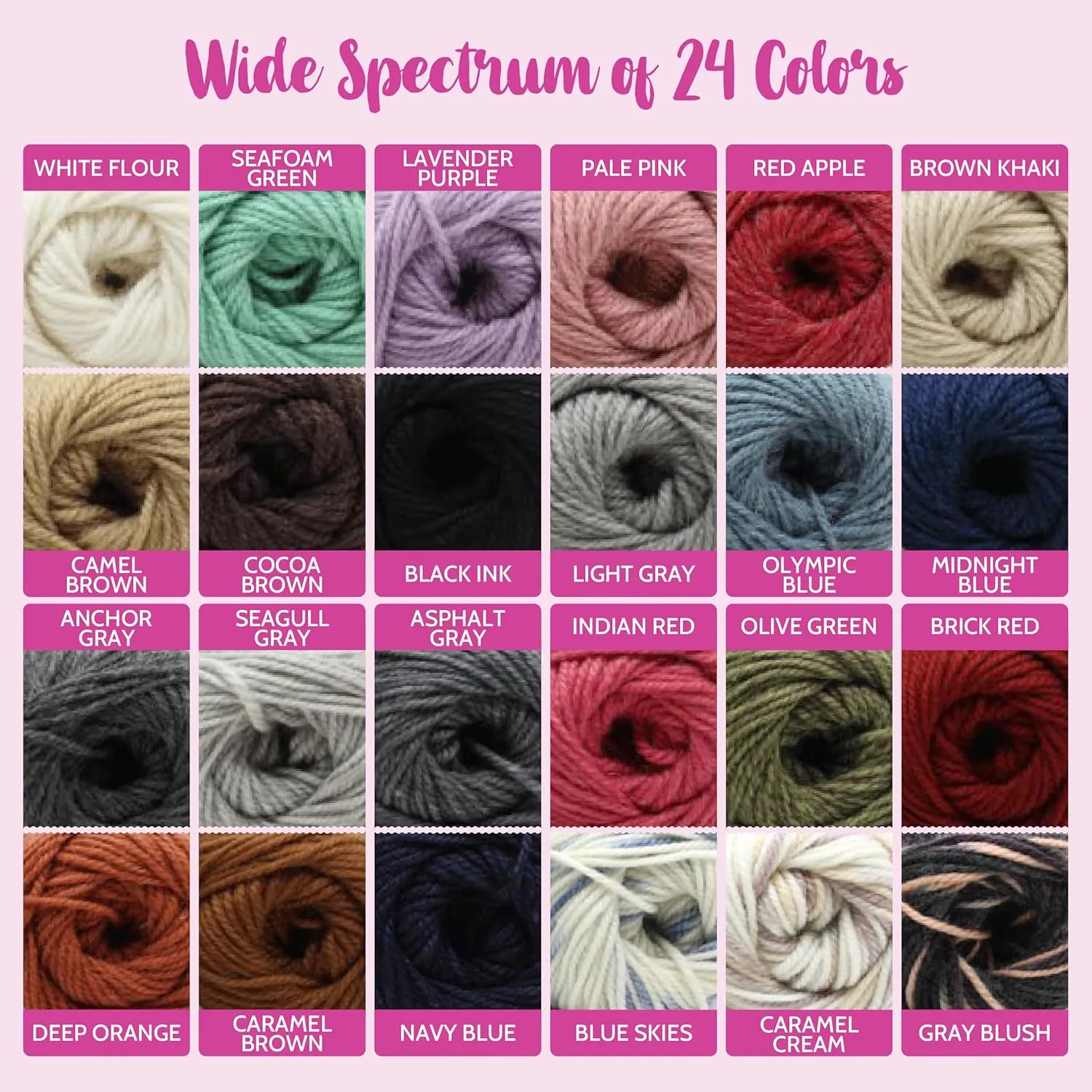 Off-The-Yak Wool Yarn for Crocheting, 3 Skeins, 360Yds/300G, Free Patterns - Wool Acrylic Blend Yarn for Knitting - #4 Medium Worsted Weight - Black Ink