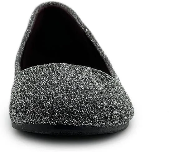Ollio Women's Shoes Ballet Glitter Low Heel Round Toe Flat ZOF170