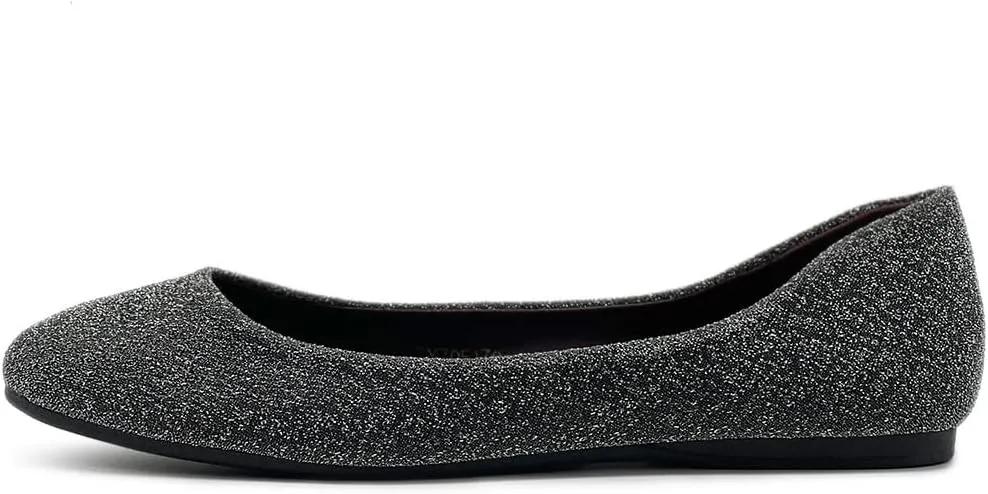 Ollio Women's Shoes Ballet Glitter Low Heel Round Toe Flat ZOF170