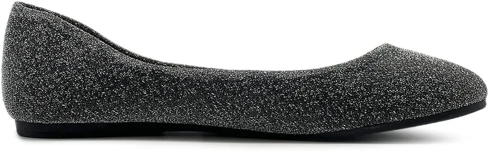 Ollio Women's Shoes Ballet Glitter Low Heel Round Toe Flat ZOF170
