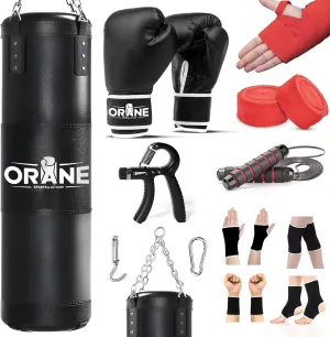 ORANE Punching Bag for Adults, 4FT PU Heavy Boxing Bag Set, Punching Bag with 12OZ Boxing Gloves, Chains, Hand Wraps, Best for MMA, Karate, Kickboxing, Martial Arts, Home Gym Training – Unfilled