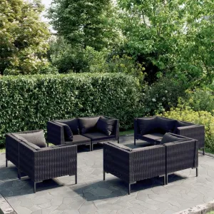 Outdoor Patio Furniture,8 Piece Patio Lounge Set with Cushions Poly Rattan Dark GrayDesigned for Camping, Resting, Outdoors.