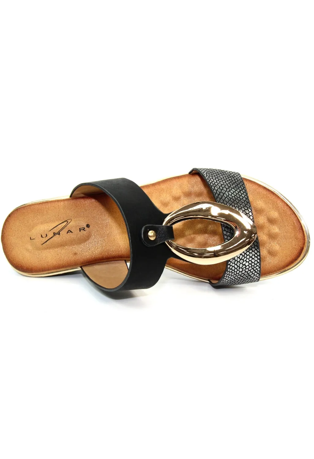 Pennita Black Low Wedge Sandal