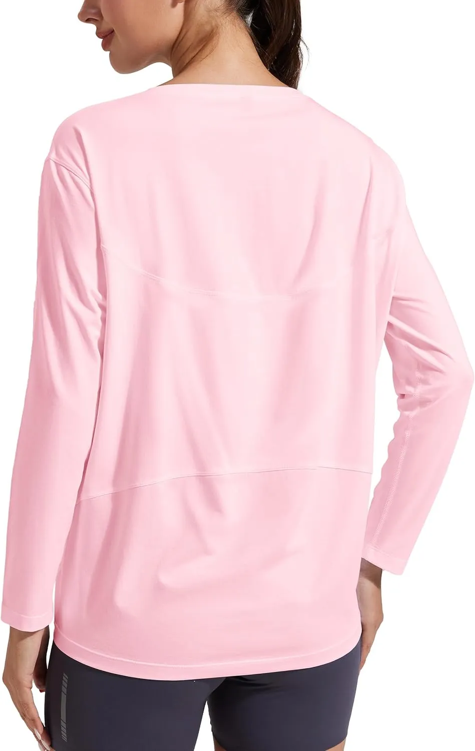 Pioneer Camp Bamboo Viscose Long Sleeve Workout Shirts for Women Back Loose Fit Yoga Athletic T-Shirts Casual Boat Neck Tops