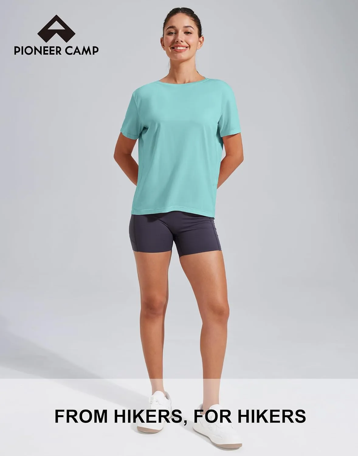 Pioneer Camp Women's Bamboo Viscose Short Sleeve Shirts Boat Neck Loose Fit Gym Workout T-Shirt Athletic Casual Tops