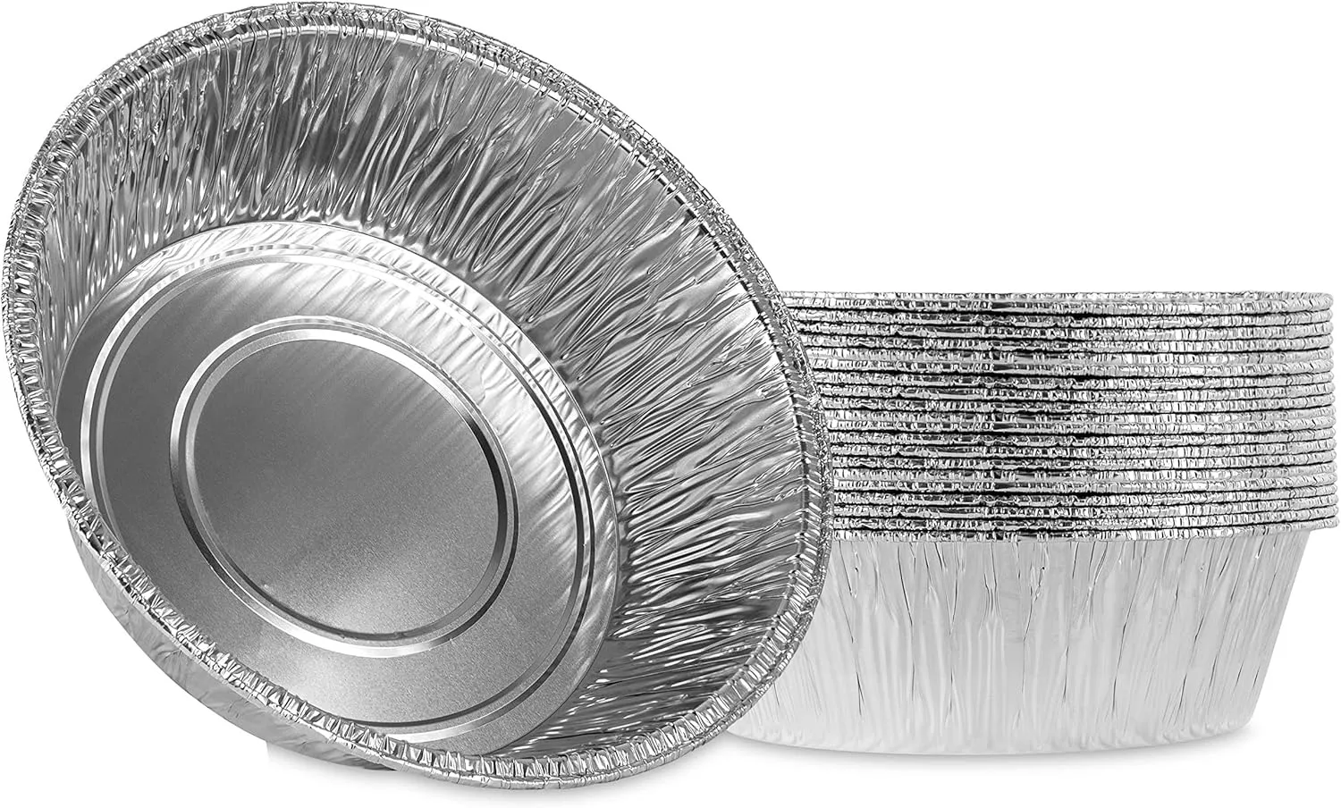 PLASTICPRO 10'' Inch Round Deep Tin Foil Pans Disposable Aluminum, Freezer & Oven Safe - For Baking, Cooking, Storage, Roasting, & Reheating, Pack of 20