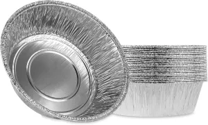 PLASTICPRO 10'' Inch Round Deep Tin Foil Pans Disposable Aluminum, Freezer & Oven Safe - For Baking, Cooking, Storage, Roasting, & Reheating, Pack of 20