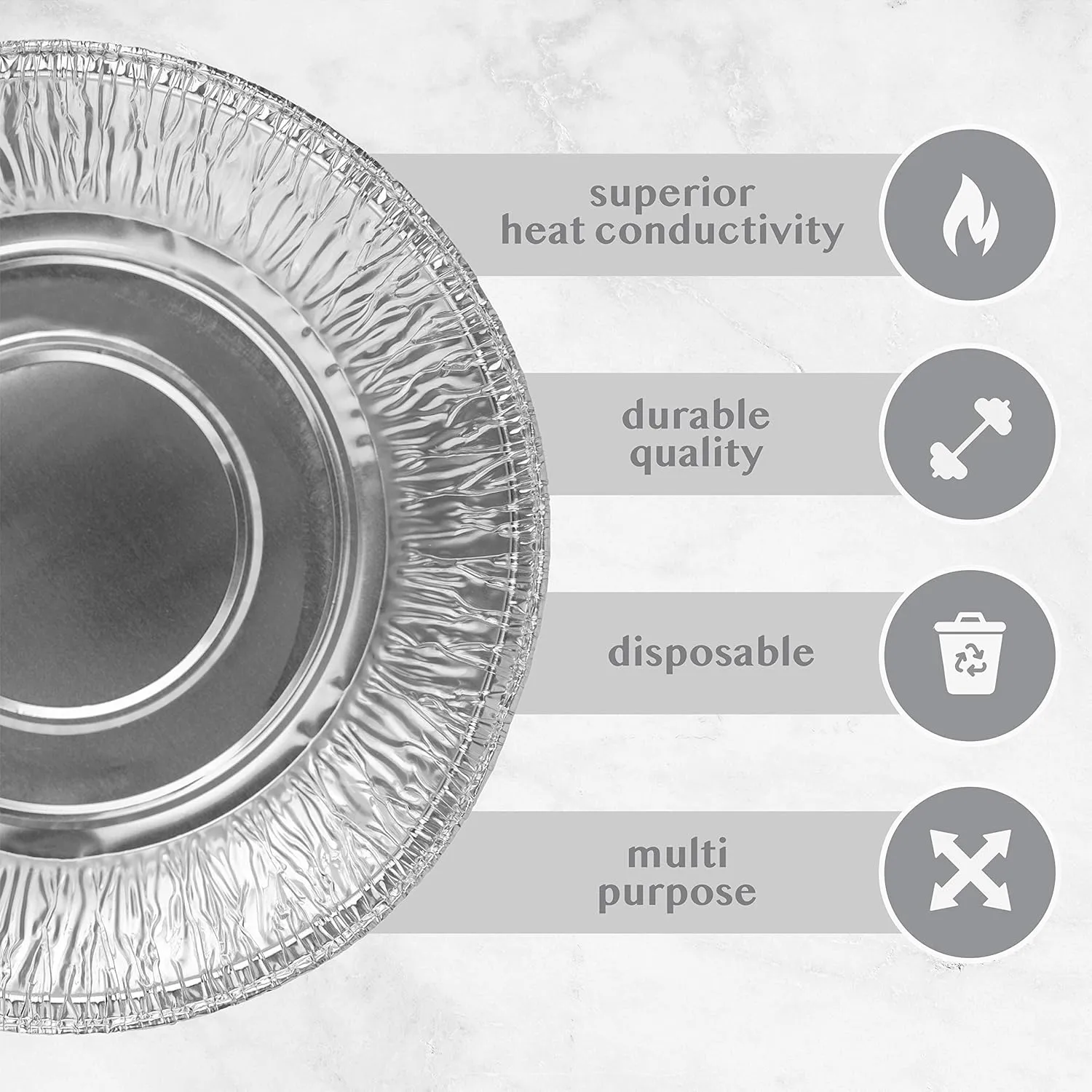 PLASTICPRO 10'' Inch Round Deep Tin Foil Pans Disposable Aluminum, Freezer & Oven Safe - For Baking, Cooking, Storage, Roasting, & Reheating, Pack of 20
