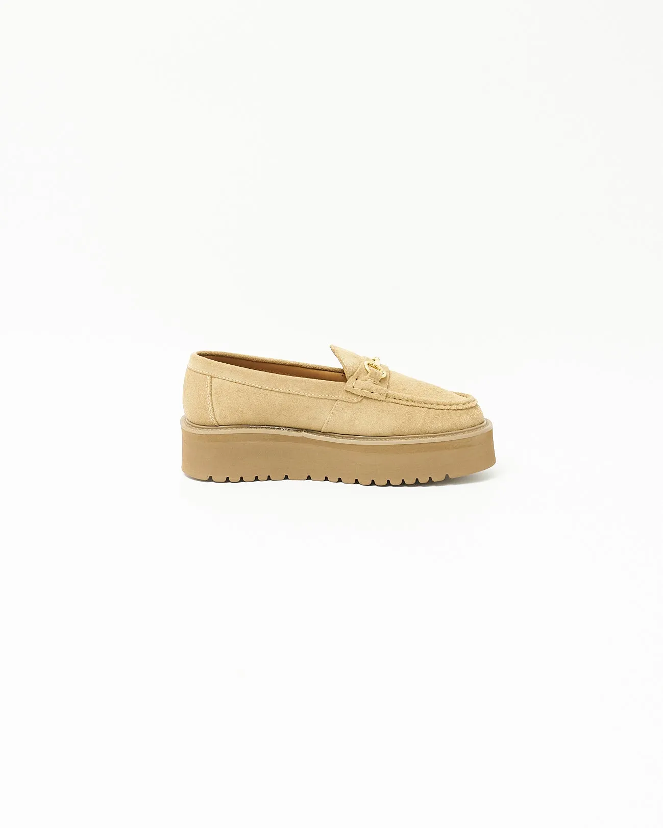 PLATFORM BIT LOAFERS BEIGE SUEDE