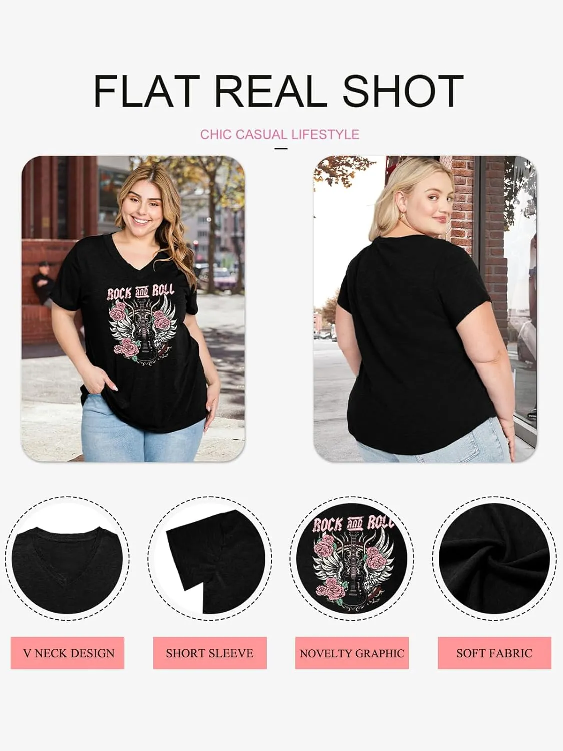 Plus Size Tops Womens V Neck Western Cowgirl T-Shirts Vintage Country Music Graphic Tee Shirt