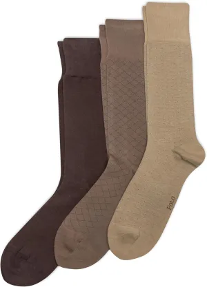 POLO RALPH LAUREN mens Assorted Pattern Dress Crew Socks - 3 Pair Pack - Soft and Lightweight Cotton Comfort