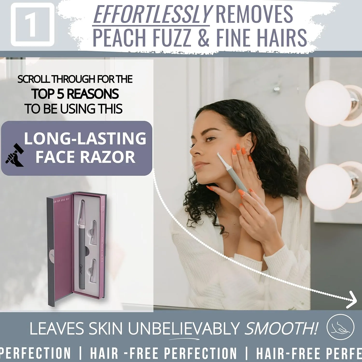 Premium Dermaplaning Tool - Multipurpose Face Razor for Women - Exfoliating Dermaplaner for Smooth Skin, Gentle Eyebrow and Facial Hair Remover - Pack of 3 Blades and Sturdy Metal Handle