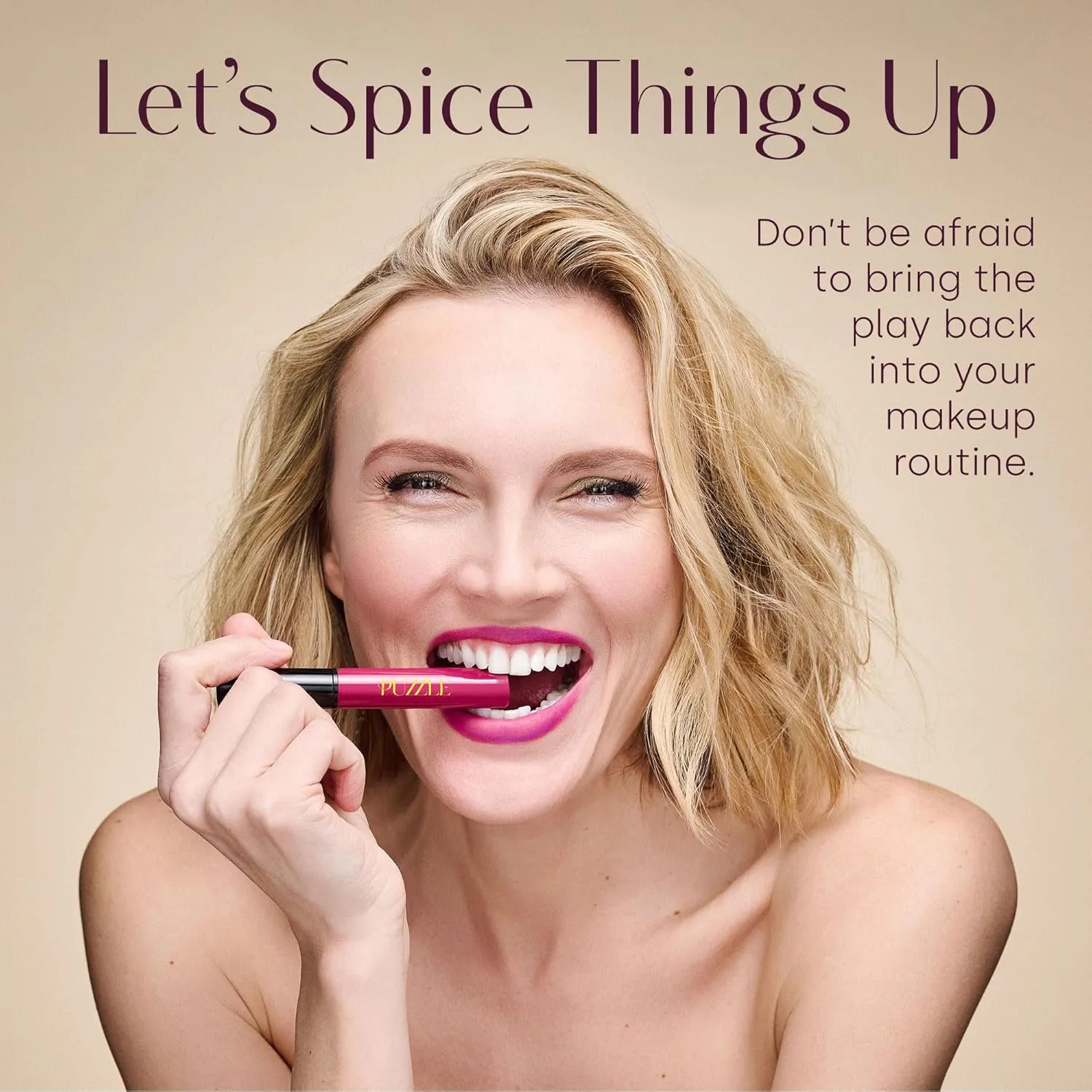 PUZZLE Lip Stain | Matte Finish, Long-Lasting, Buildable, Bold, Waterproof, Weightless, Cruelty-Free, Vegan, Paraben-Free, High Pigment Color (Free Zone | Soft Beige)