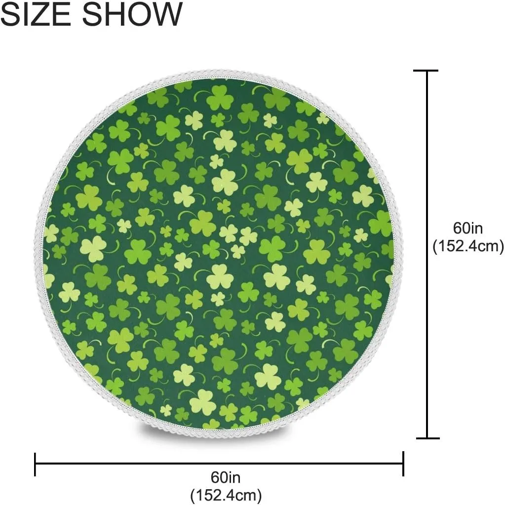 Qilmy St. Patrick's Day Clover Round Tablecloth 60 Inch Macrame Lace Table Cloth Table Cover for Kitchen Dinning Tabletop Decor…