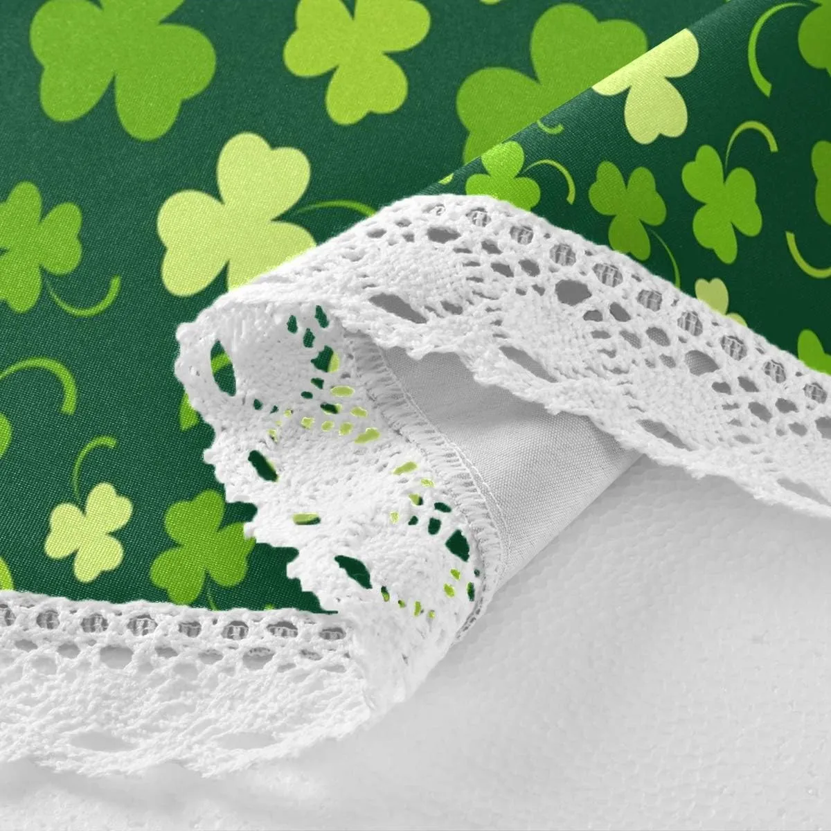 Qilmy St. Patrick's Day Clover Round Tablecloth 60 Inch Macrame Lace Table Cloth Table Cover for Kitchen Dinning Tabletop Decor…