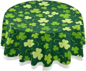 Qilmy St. Patrick's Day Clover Round Tablecloth 60 Inch Macrame Lace Table Cloth Table Cover for Kitchen Dinning Tabletop Decor…