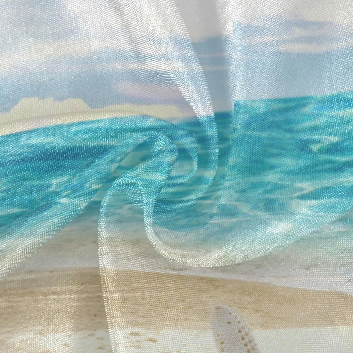 Qilmy Summer Beach Starfish Outdoor Tablecloth 60 Inch Waterproof Round Tablecloth with Umbrella Hole and Zipper for Backyard Party BBQ Decor