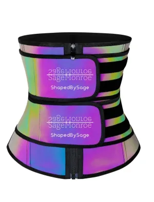 Rainbow Reflective Double Belt Waist Trainer