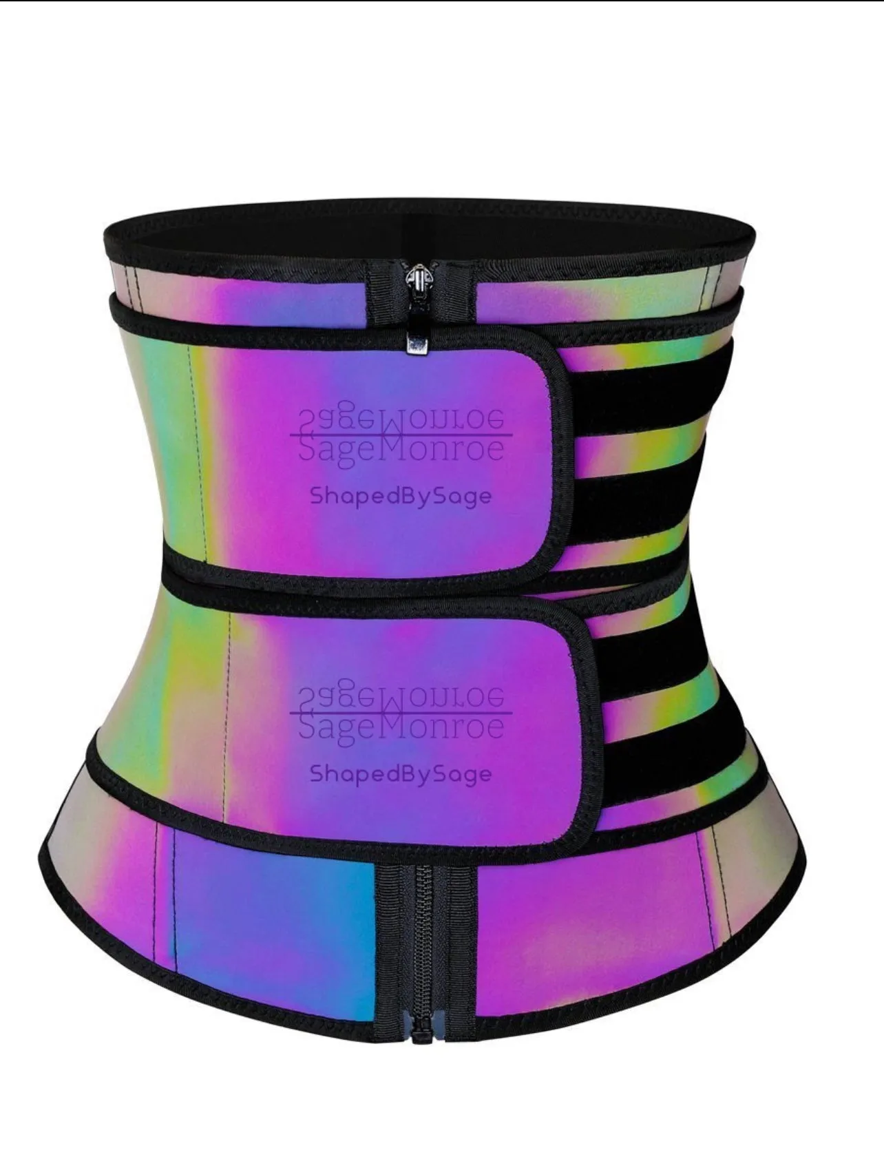 Rainbow Reflective Double Belt Waist Trainer