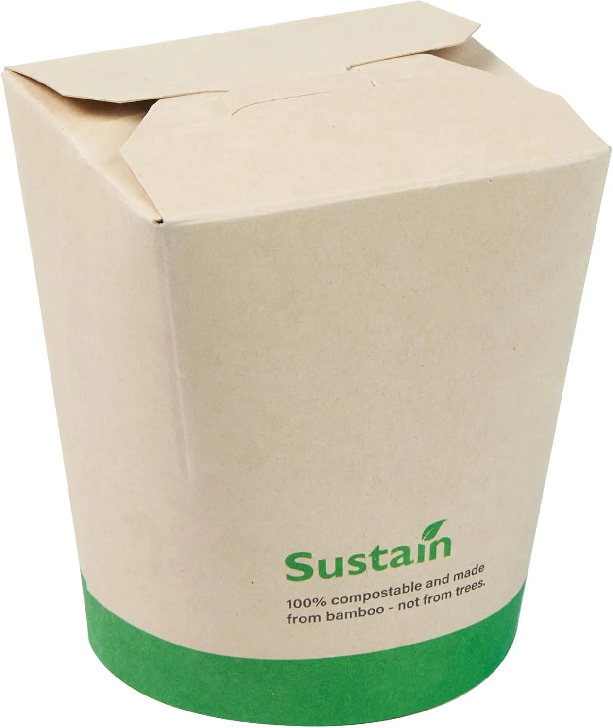 Restaurantware Sustain 16 Ounce Sturdy Paper Take Out Boxes, 50 Disposable Take Out Food Containers - With PLA lining, Compostable, Bamboo Paper Containers, Built-In Tab-Lock Cover, Greaseproof