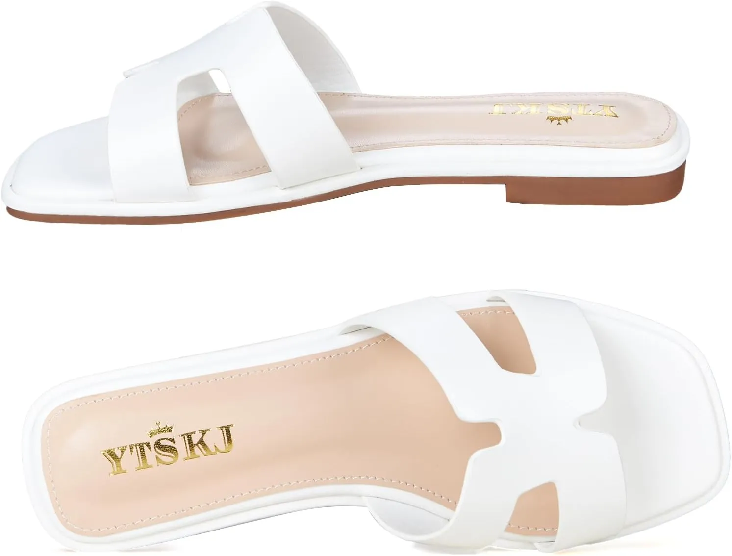 Sandals For Women 2025 Dressy Flat Slides Open Toe Sandals Comfortable Soft Leather Slides Slip On Ladies Casual Trendy Shoes