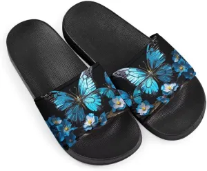 Sandals Women Comfortable Lightweight Summer Sandals Non Slip Slides Butterfly Print Beach Hotel Indoor Outdoor