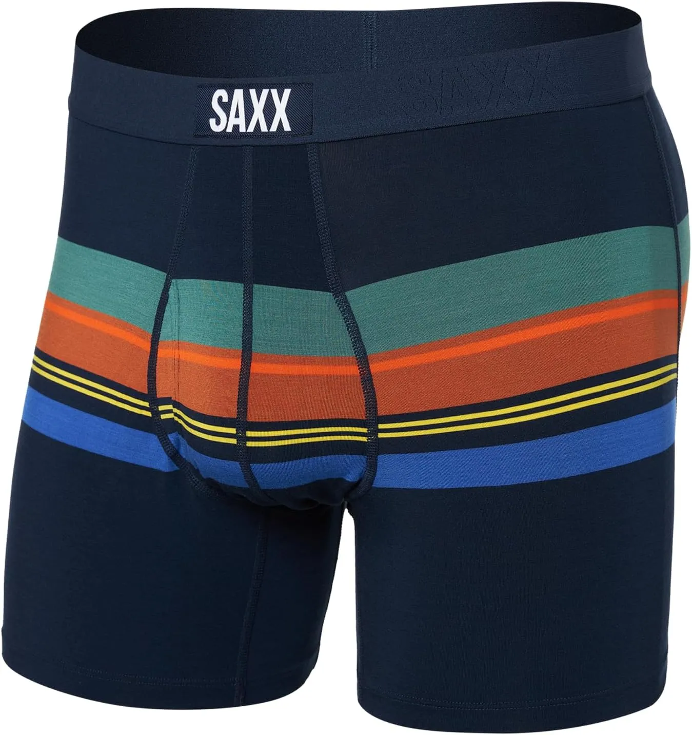 SAXX Underwear Co. Men's Ultra Super Soft Boxer Brief Fly, League Stripe-Navy, Small