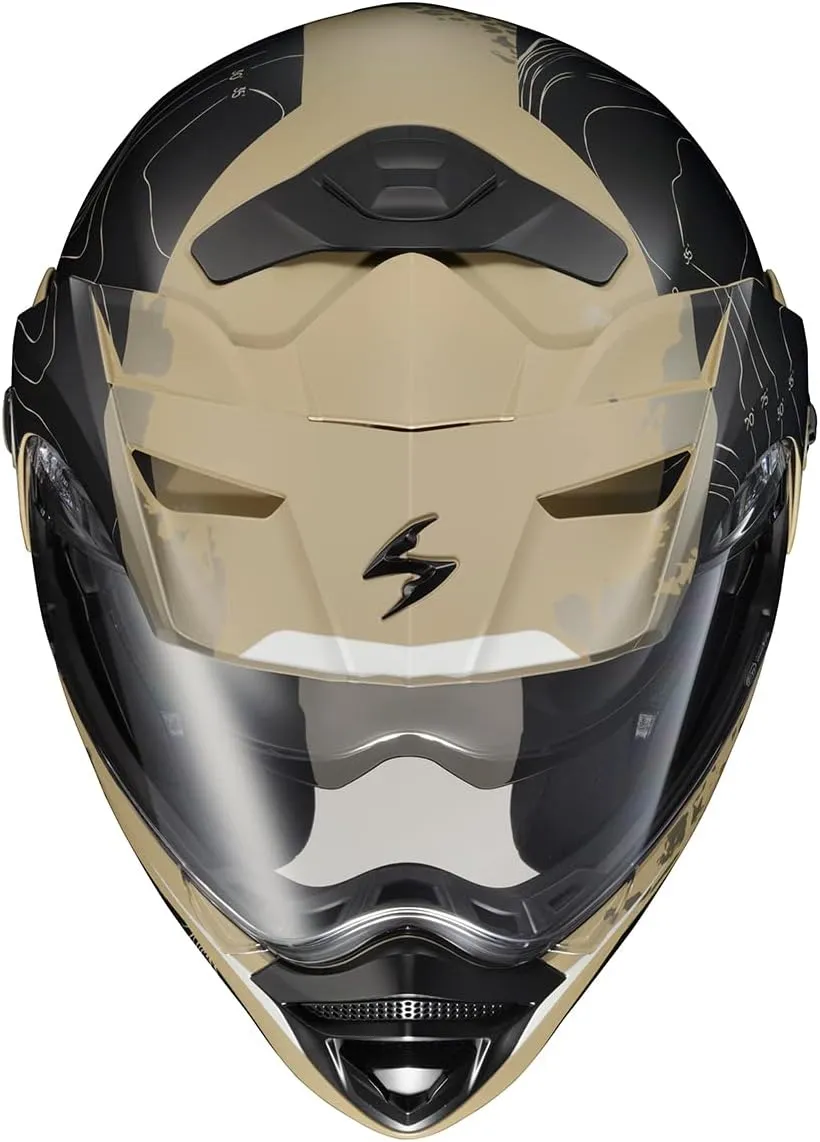 ScorpionEXO AT960 Modular Adventure Street Adult Motorcycle Helmet with Bluetooth Ready Speaker Pockets DOT ECE Approved (Topographic Sand X-Large)