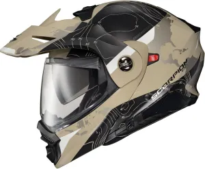 ScorpionEXO AT960 Modular Adventure Street Adult Motorcycle Helmet with Bluetooth Ready Speaker Pockets DOT ECE Approved (Topographic Sand X-Large)