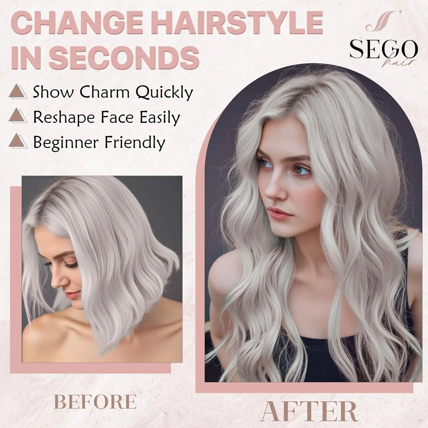 SEGO One Pieces 5 Clips in Hair Extensions Wavy Natural Soft Synthetic Hairpieces for Women Hair Clip Extensions for Women,24inch Black,180g