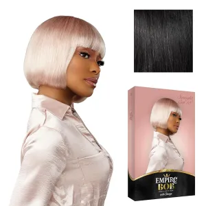 Sensationnel Empire Bob Humanhair Wig - Straight Cut Face Framing Mesh Cap for Comfort With Bangs (10 inch, 1 JETBLACK)