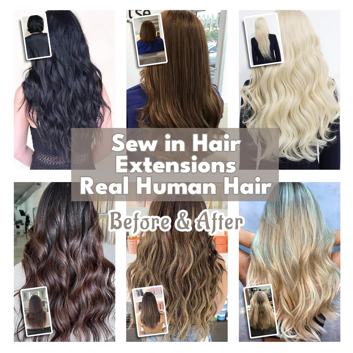 Sew in Hair Extensions Real Human hair, Silky Soft &Shiny Double Drawn Weft Hair Extensions human hair, Thick ends&Tangle Free Human hair extensions sew in,100g Straight Natural Black,16 inch