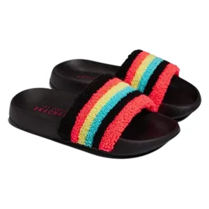 Skechers Kids Girls Street Sunny Colorful Slides I  Lightweight  & Cushioned, Stripe Brights