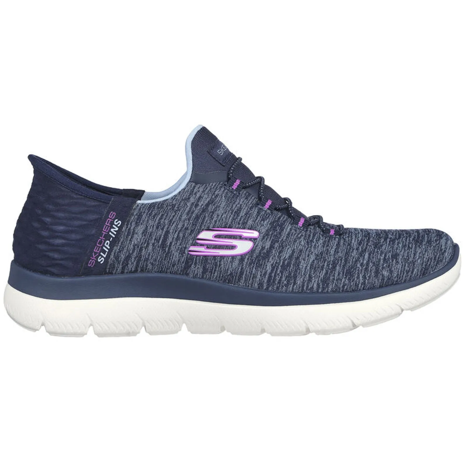 Skechers Women's Summit Dazzling Haze Slip-Ins Navy/Purple Low Top Sneaker Shoes (NVPR)