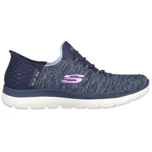Skechers Women's Summit Dazzling Haze Slip-Ins Navy/Purple Low Top Sneaker Shoes (NVPR)