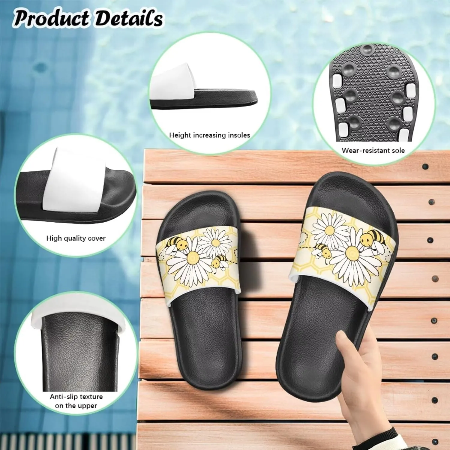 Slide Sandals for Unisex Child Soft Footbed Sandal Comfort Slip On Summer Slippers for Beach Pool