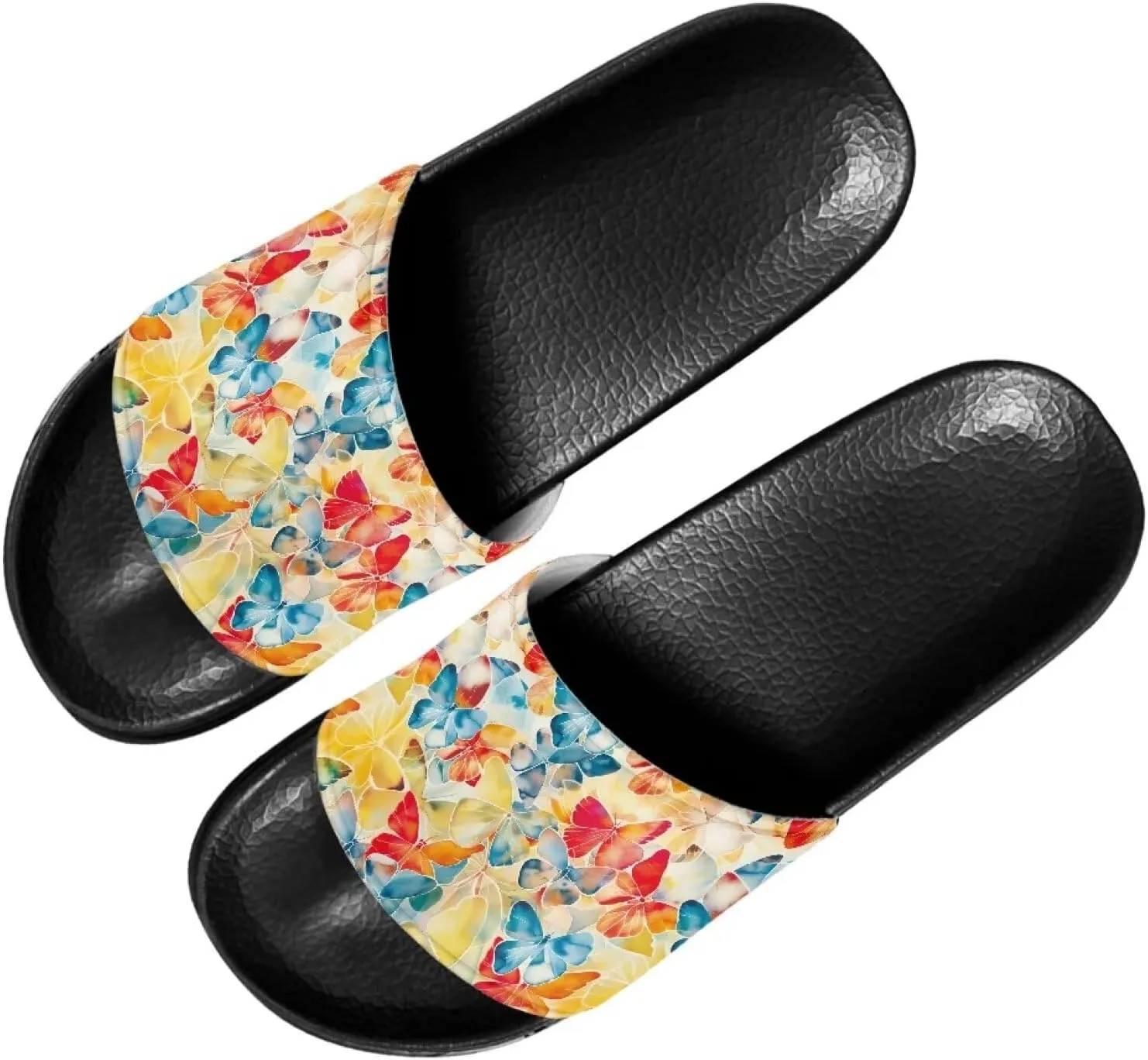 Slide Sandals for Women Girls Lightweight Non Slip Shower Shoes Comfotable Open Toe Single Band Slide Sandals Size 6-13.5