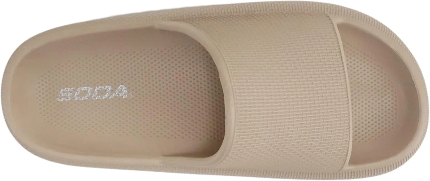Soda “MARSHMALLOW” ~ Women Feather Recovery Slide Open Toe Lightweight Comfort Cushion Sandal