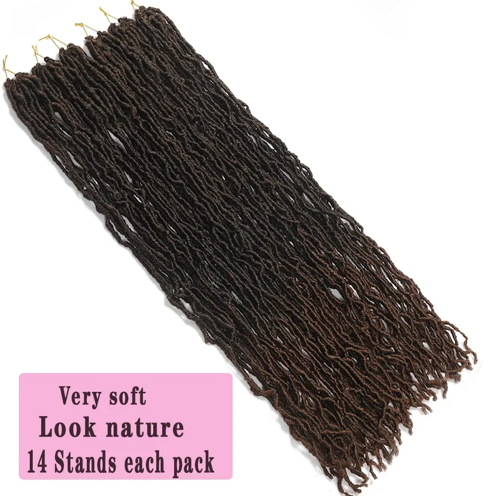 Soft New Faux Locs 36inch 6pack Super Long Goddess Locs Crochet Hair Natural Pre Looped Natural Crochet Braid Curly Wave Braiding Hair（36inch #T30）…
