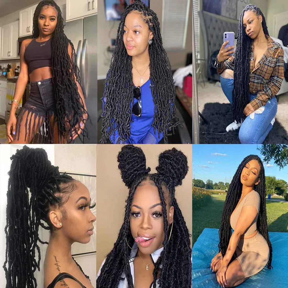 Soft New Faux Locs 36inch 6pack Super Long Goddess Locs Crochet Hair Natural Pre Looped Natural Crochet Braid Curly Wave Braiding Hair（36inch #T30）…