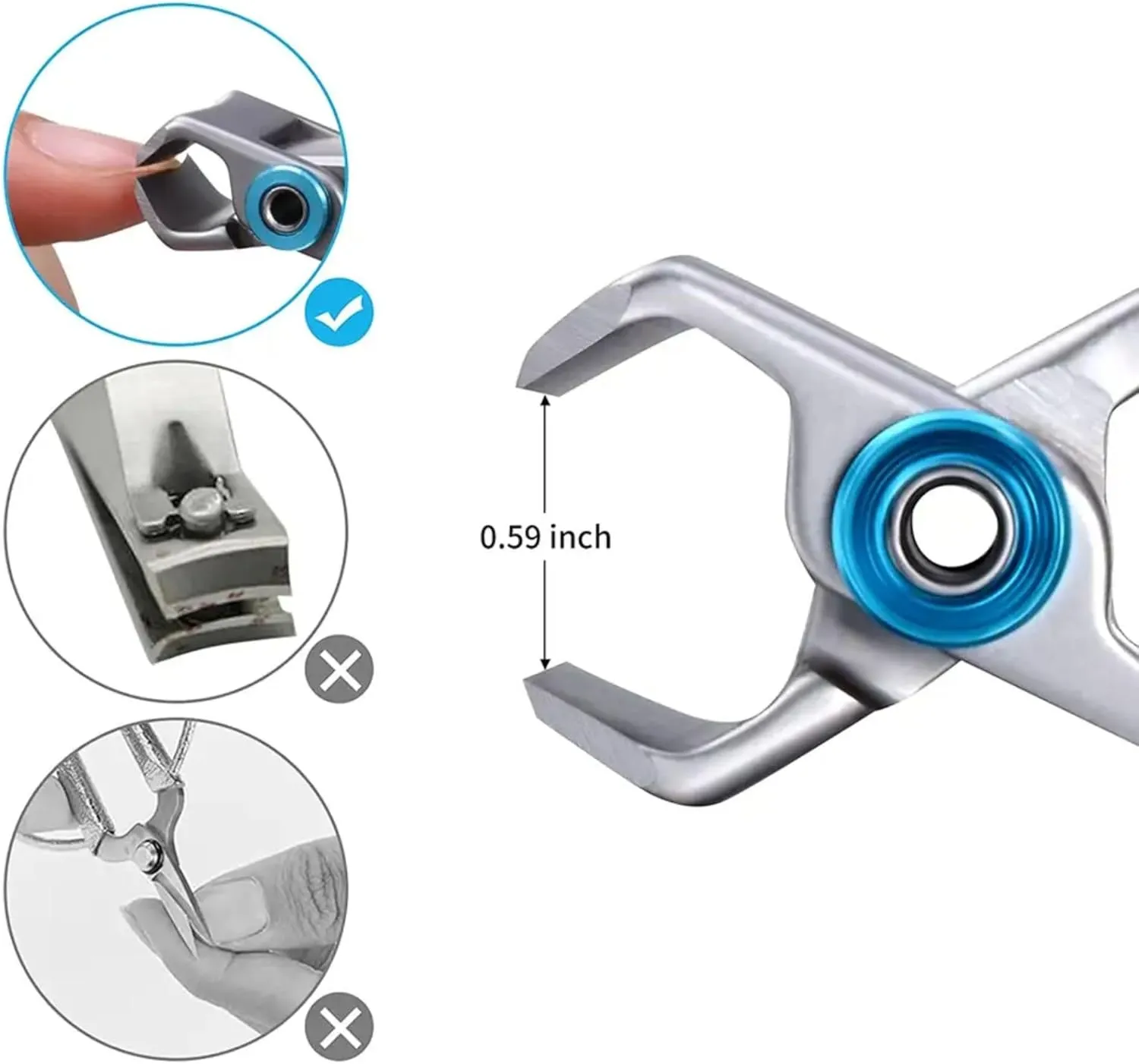 Spa-Rific - 2 Piece Set Wide Jaw Ergonomic Toenail and Fingernail Clippers, Surgical Grade Stainless Steel Nail Cutter, Sharp and Precise Heavy Duty Clippers for Adults - Stainless Steel