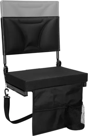 Stadium Seats with Back Support Bleacher Chairs with Back and Cushion Padded Portable Folding Comfort Stadium Chair with Shoulder Strap and Cup Holder Adjustable backrest Height